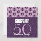 Invitation Surprise 50e anniversaire Purple Floral Modèle V1 (Devant)