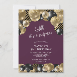 Invitation Surprise 50e anniversaire Purple Plum Gold