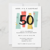 Invitation Surprise 50e anniversaire Retro Midsiècle moderne (Devant)