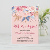Invitation Surprise 50e anniversaire rose botanique floral (Debout devant)