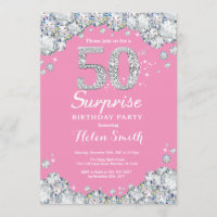 Surprise 50e anniversaire rose et diamant d'argent