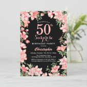 Invitation Surprise 50e anniversaire rose fleurs florales noi (Debout devant)