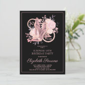 Invitation Surprise 50e anniversaire Rose Gold Black Party (Debout devant)
