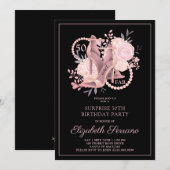 Invitation Surprise 50e anniversaire Rose Gold Black Party (Devant / Derrière)
