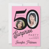 Invitation Surprise 50e anniversaire rose noir photo (Devant)