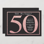 Invitation Surprise 50e anniversaire Rose Pink Gold Parties s (Devant / Derrière)