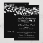 Invitation Surprise 50e anniversaire Silver Hollywood Glam (Devant / Derrière)