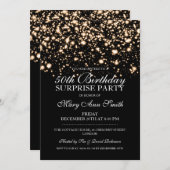 Invitation Surprise 50e Anniversaire Soirée Gold Glam (Devant / Derrière)