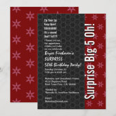Invitation SURPRISE 50e anniversaire Stars rouge et noir B401 (Devant / Derrière)