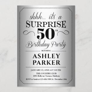 Invitation Surprise 50e fête d'anniversaire - Argent