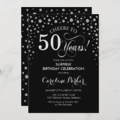Invitation Surprise 50e fête d'anniversaire - Black Silver (Devant / Derrière)