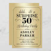 Invitation Surprise 50e fête d'anniversaire - Gold (Devant / Derrière)