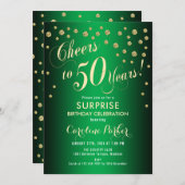 Invitation Surprise 50e fête d'anniversaire - Gold Green (Devant / Derrière)