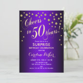 Invitation Surprise 50e fête d'anniversaire - Gold Purple (Debout devant)