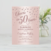 Invitation Surprise 50e fête d'anniversaire - Rose Gold (Debout devant)