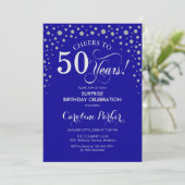 Invitation Surprise 50e fête d'anniversaire - Royal Blue Silv (Debout devant)
