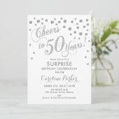 Invitation Surprise 50e fête d'anniversaire - Silver White (Debout devant)