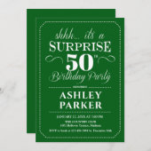Invitation Surprise 50e fête d'anniversaire - Vert Blanc (Devant / Derrière)