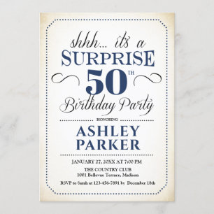 Invitation Surprise 50e fête d'anniversaire - White Navy