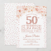 Invitation Surprise 50e fête d'anniversaire - White Rose Gold (Devant / Derrière)