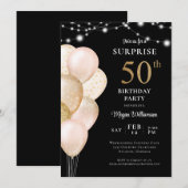 Invitation Surprise 50ème anniversaire Black Gold Rose (Devant / Derrière)