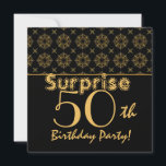 Invitation SURPRISE 50th Birthday Gold Vintage W1904<br><div class="desc">This design is a fun yet elegant way to invite folks to a surprise 50th birthday celebration. Tout est complet. You can expérience with different paper types by clicking on the "Invite Options" tab on the upper right hand corner. I recommend the ice hued metallic paper which gives your birthday...</div>