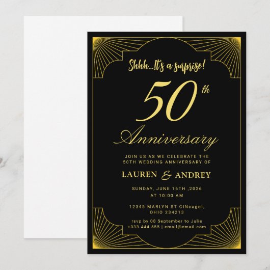 Invitation Surprise 50th Wedding Anniversary (Devant / Derrière)