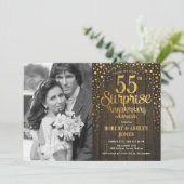 Invitation Surprise 55e Anniversaire avec Photo - Bois Or (Debout devant)