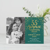 Invitation Surprise 55e Anniversaire avec Photo - Vert Or (Debout devant)