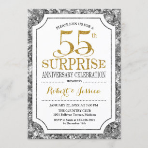 Invitation Surprise 55e anniversaire de mariage - Argent Or