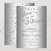 Invitation Surprise 55e anniversaire de mariage - Argenté (Devant / Derrière)