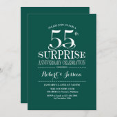 Invitation Surprise 55e anniversaire de mariage - Vert Blanc (Devant / Derrière)