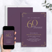 Invitation Surprise 60 & Fabuleux Anniversaire Purple & Or