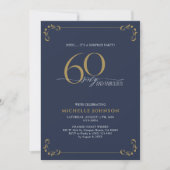 Invitation Surprise 60 & Fabuleux Bleu Blanc & Or Anniversair (Devant)