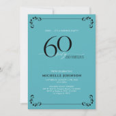 Invitation Surprise 60 & Fabuleux Turquoise & Noir Anniversai (Devant)