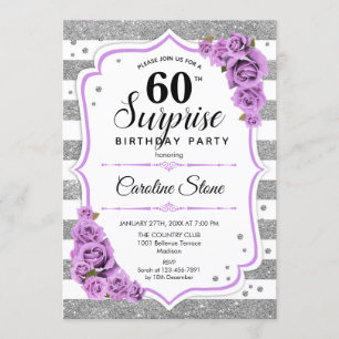 Invitation Surprise 60e anniversaire - Argent blanc violet