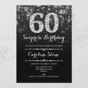 Invitation Surprise 60e anniversaire - Argent noir