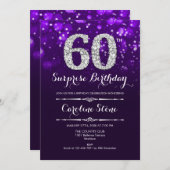Invitation Surprise 60e anniversaire - Argent violet (Devant / Derrière)