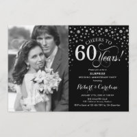 Surprise 60e anniversaire avec photo noir argent
