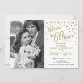 Invitation Surprise 60e anniversaire avec photo - Or Blanc (Devant)