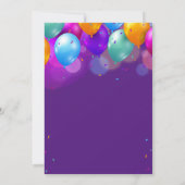 Invitation Surprise 60e anniversaire Ballons violet et or (Dos)