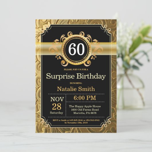 Invitation surprise 60e anniversaire Black and Gol (Debout devant)
