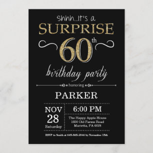 Invitation surprise 60e anniversaire Black and Gol