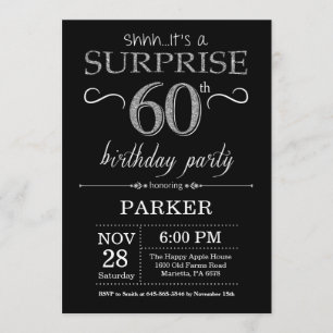Invitation surprise 60e anniversaire Black and Sil