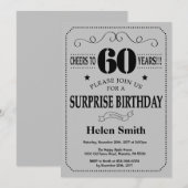 Invitation Surprise 60e anniversaire Black and Silver Grey (Devant / Derrière)
