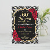 Invitation Surprise 60e anniversaire - Black Gold Red Invitat (Debout devant)