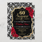 Invitation Surprise 60e anniversaire - Black Gold Red Invitat (Devant / Derrière)