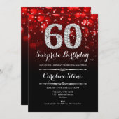 Invitation Surprise 60e anniversaire - Black Red Silver (Devant / Derrière)