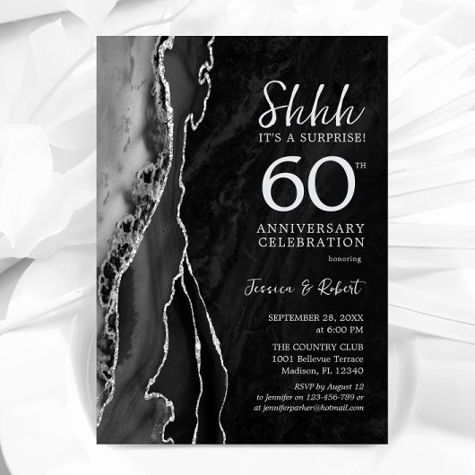 Invitation Surprise 60e anniversaire Black Silver