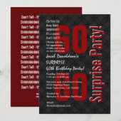 Invitation SURPRISE 60e anniversaire Black White Red W147 (Devant / Derrière)